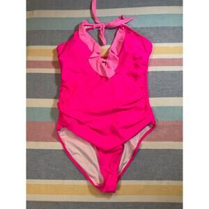 NWOT Hot Pink Ruffle One-Piece Swimsuit - XL - Halter Top